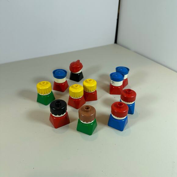 Duplo Lego Lot 11 Square Bottom Chunky Vintage Mini Figures People White Faces - Picture 4 of 6